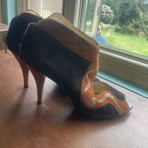 Vintage Silvia Franci suede rhinestone pumps